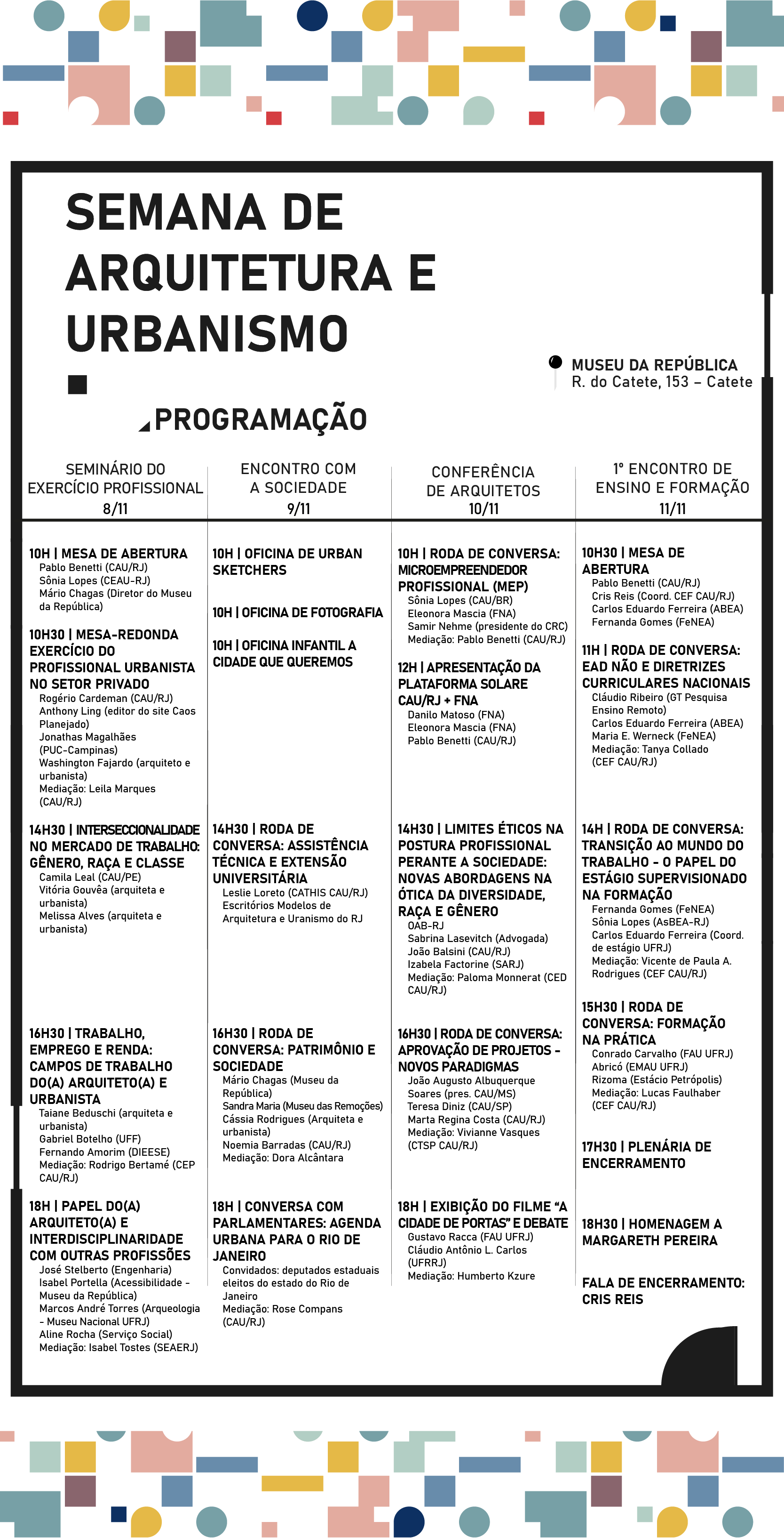 CAU/RJ realiza Semana de Arquitetura e Urbanismo de 8 a 11 de novembro